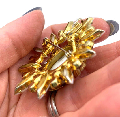 Verified Juliana Book Piece Brooch Pendant Copper Fluss Venus Flame Milk Glass