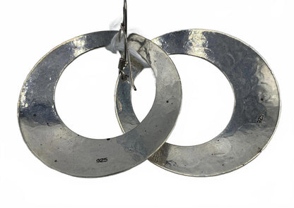 Sterling Silver Half-Moon Swirl Texture Hoop Earrings with Hooks