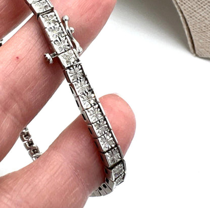 MDJ Michael Drechsler Sterling Silver Rhodium Plated Diamond Tennis Bracelet