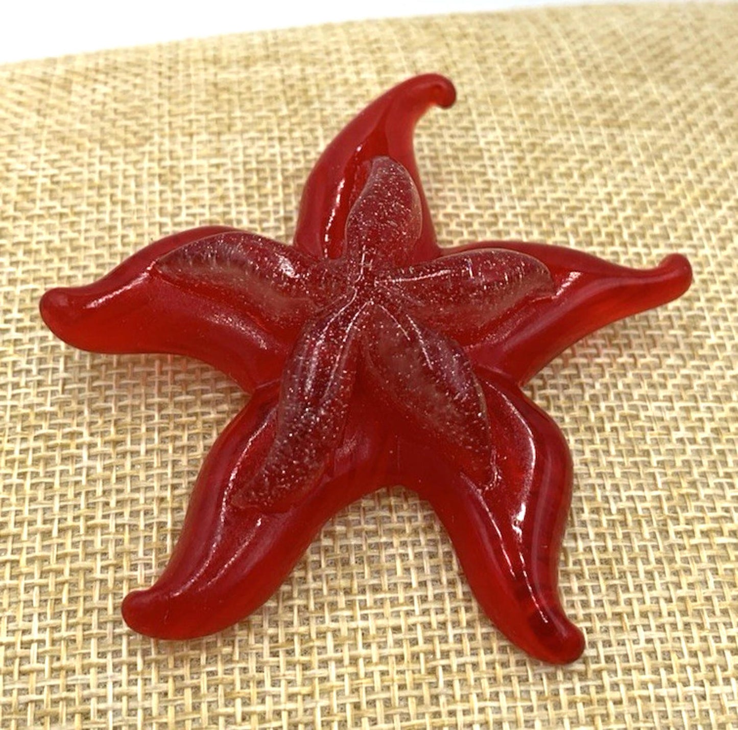 Vintage Midcentury Red Layered Lucite Glitter Red Starfish Pin/Brooch RARE