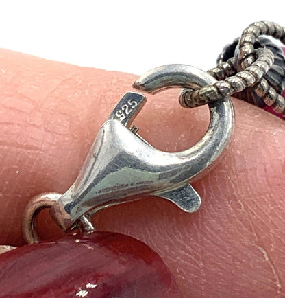 Vintage Carolyn Pollack Sterling Silver Tourmaline Pink Faceted Beaded Necklace