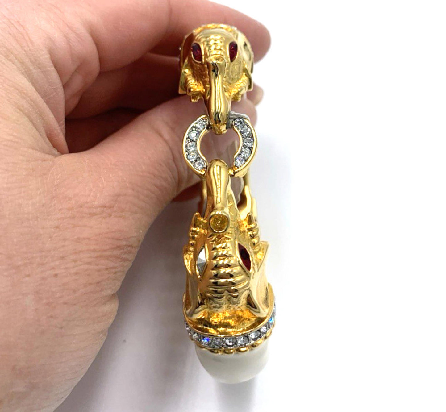 $250 NWT Old Stock Vintage Kenneth Jay Lane KJL Double Elephant Bangle Bracelet