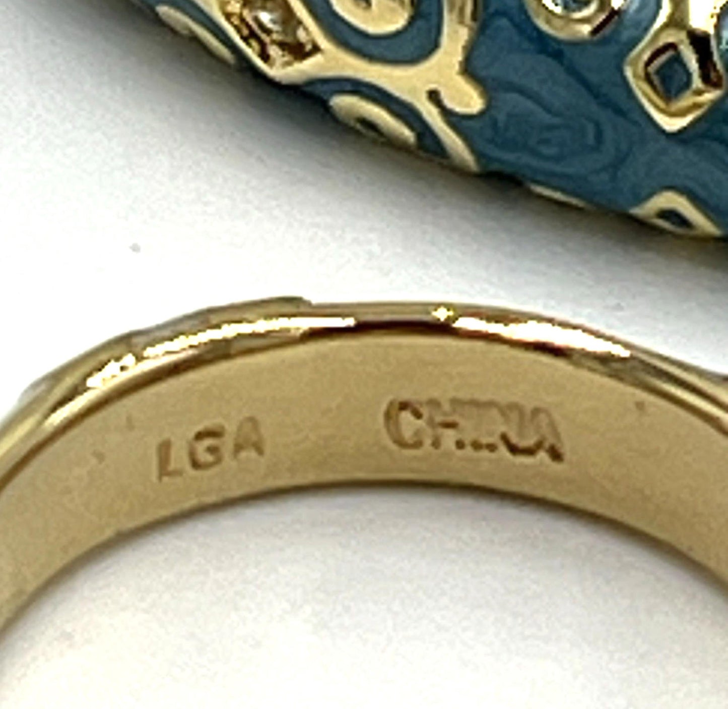 NWOT Lauren G Adams Bangle Bracelet Ring Lot  Cream Blue Enamel Moroccan Style