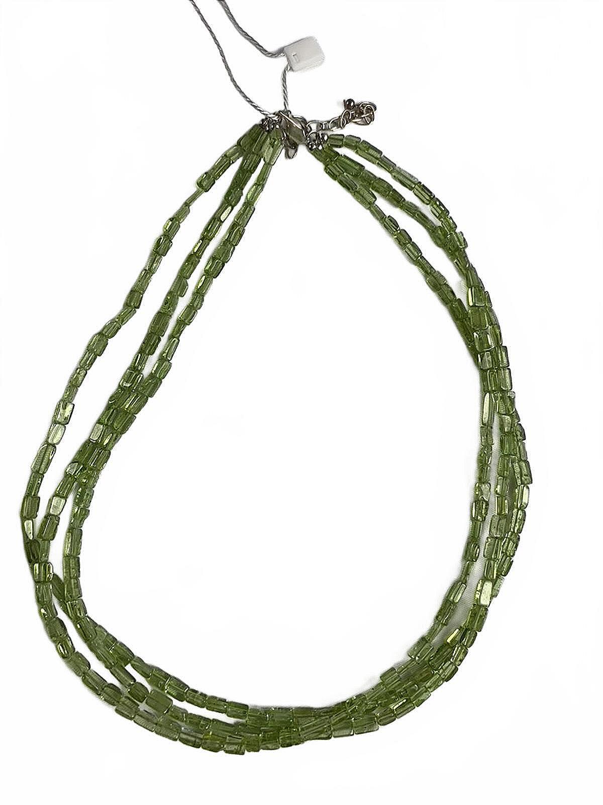 Aluma (AIL) Sterling Silver Green Peridot Bead Necklace Sterling Silver Findings