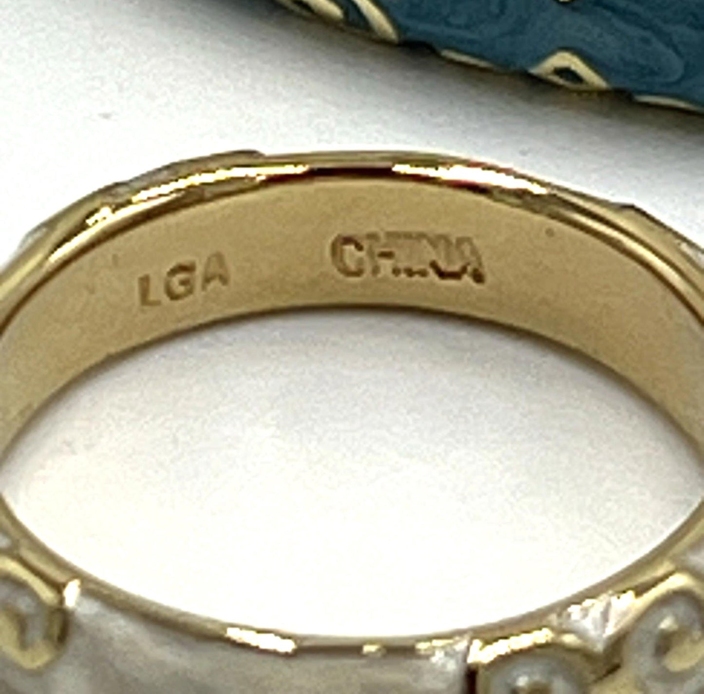 NWOT Lauren G Adams Bangle Bracelet Ring Lot  Cream Blue Enamel Moroccan Style