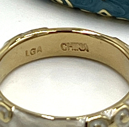 NWOT Lauren G Adams Bangle Bracelet Ring Lot  Cream Blue Enamel Moroccan Style