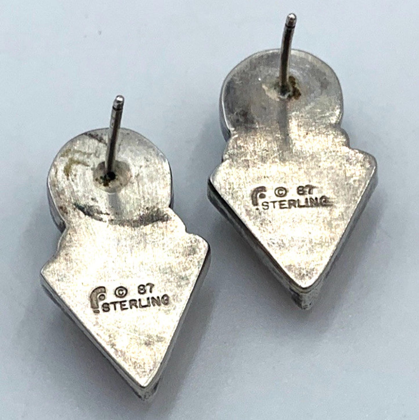 Vintage Carol Felley Southwestern Style Earrings Green Aventurine Rose Quartz