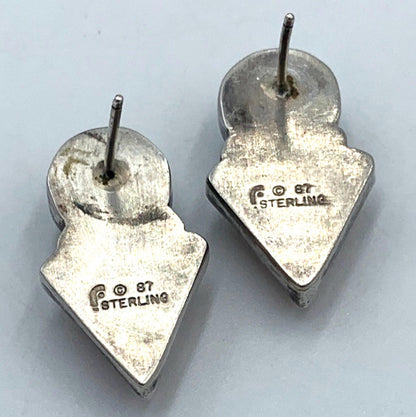 Vintage Carol Felley Southwestern Style Earrings Green Aventurine Rose Quartz