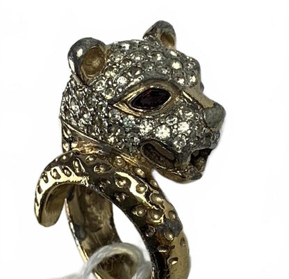 Panetta 925 Sterling Silver Cubic Zirconia Jeweled Jaguar Ring