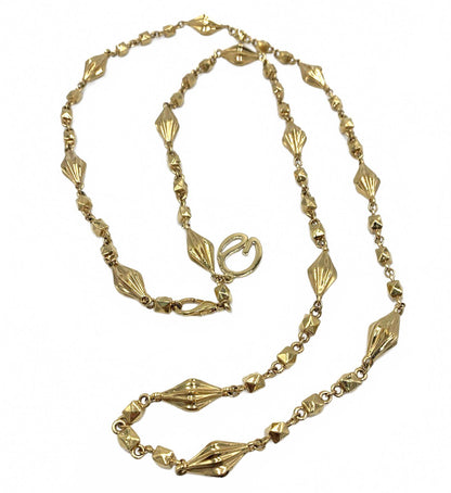 Vintage St John Designer Faceted Goldtone Diamond Stud Link Runway Necklace 40”