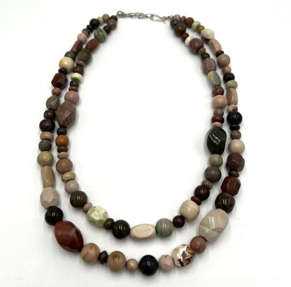 Mine Finds Jay King DTR Multi Color  Two Strand Jasper Sterling Silver Necklace