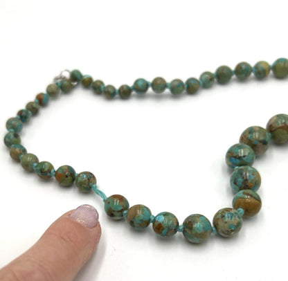 Dennis Kalisteo Navajo Turquoise Sterling Silver Artisan Graduated Necklace 34"