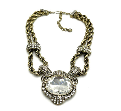 Heidi Daus Chain of Event Clear Large Crystal Chain Necklace Runway