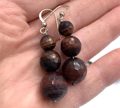 Vintage Set Jay King DTR Sterling Silver Tiger’s Eye Faceted Necklace & Earrings