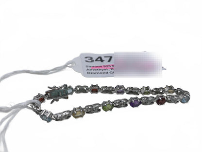 Ross Simons Sterling Silver Amethyst, Peridot, Garnet 6.75" Bracelet
