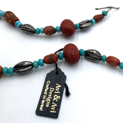 Avi Soffer Israel 925 Silver Turquoise Coral Necklace NWT
