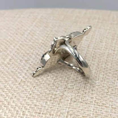 New Old Stock Native American Kingman Pink Dahlia Turquoise Sterling Silver Ring