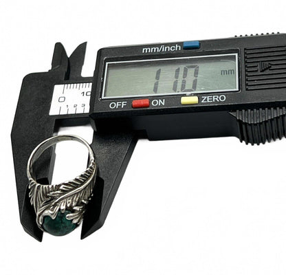 Vintage Sterling Silver Native/southwestern Handcrafted Green Turquoise Ring