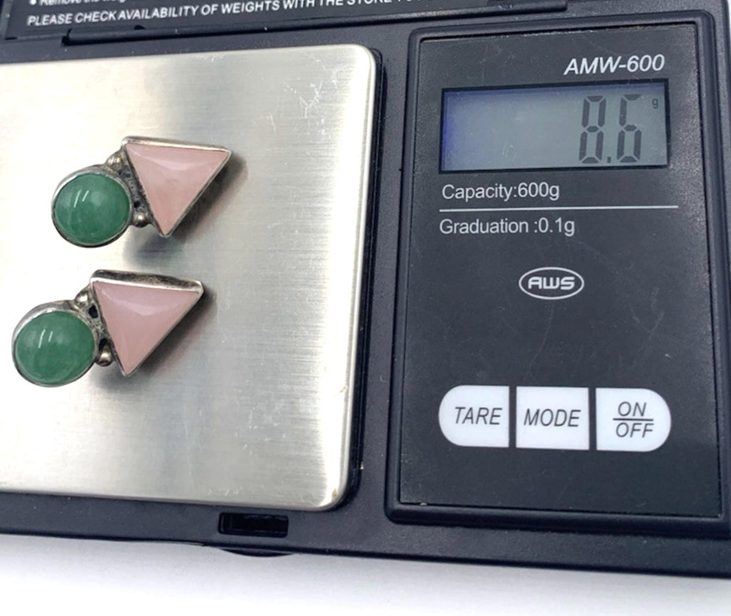 Vintage Carol Felley Southwestern Style Earrings Green Aventurine Rose Quartz