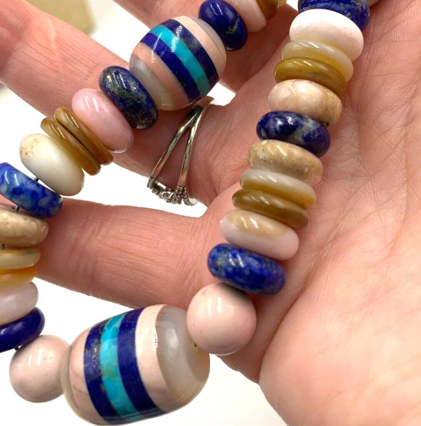 DTR Jay King Lapis Lazuli Agate Inlay Turquoise Bead Chunky Graduated Necklace