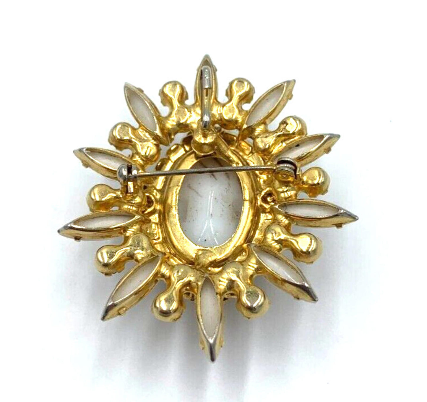 Verified Juliana Book Piece Brooch Pendant Copper Fluss Venus Flame Milk Glass