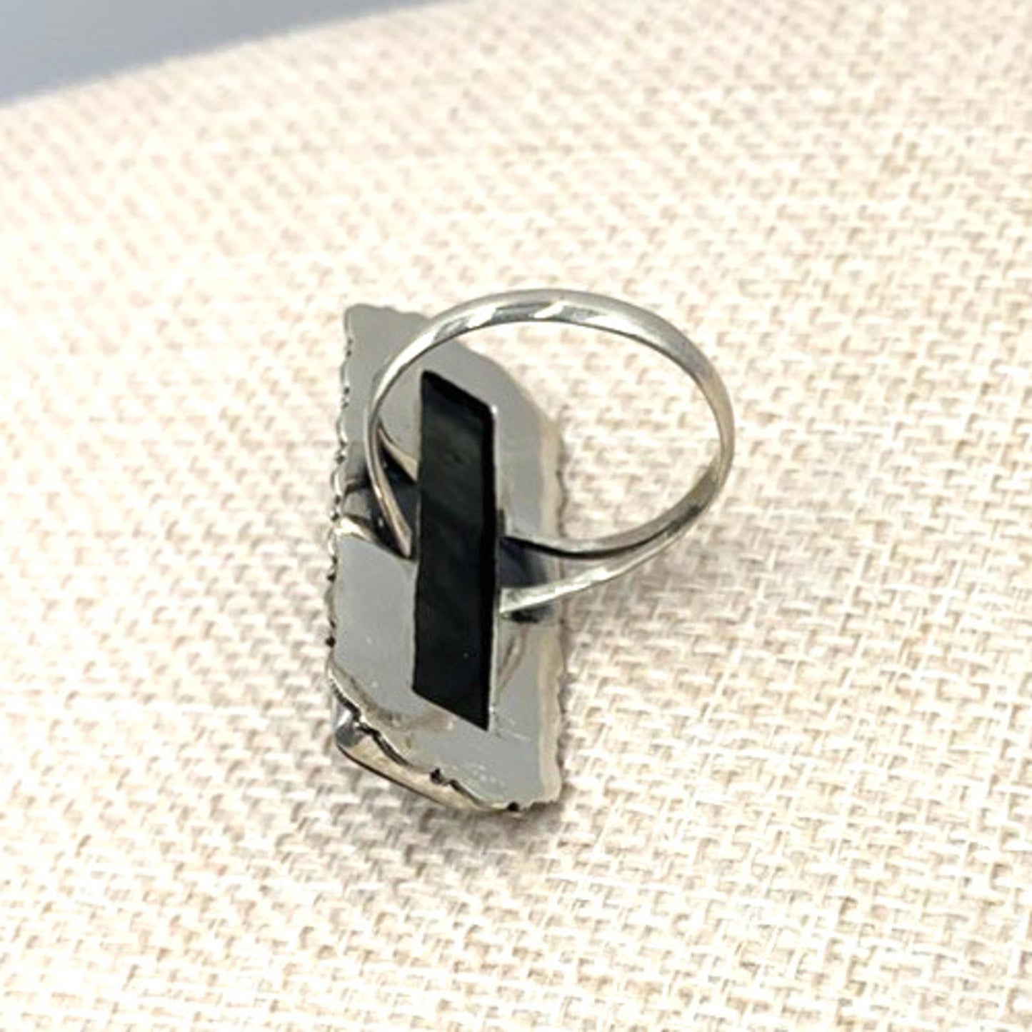 New Old Stock Native American Navajo Labradorite Sterling Silver Ring 9.5