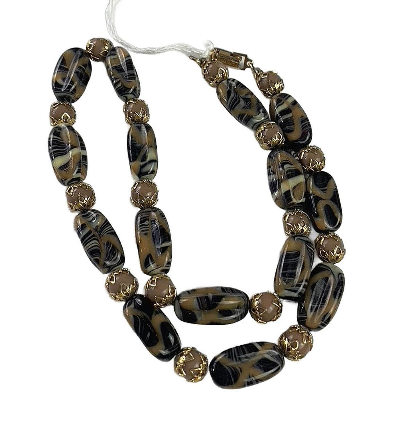 German art glass Goldtone Glass Beads Traditional Necklace