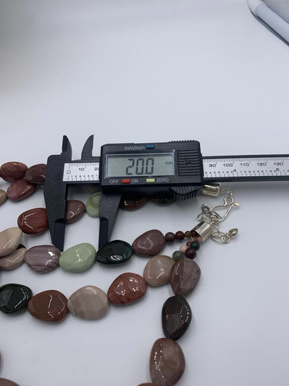 New Old Stock Jay King DTR Multi Color Jasper Sterling Silver 3 Strand Necklace