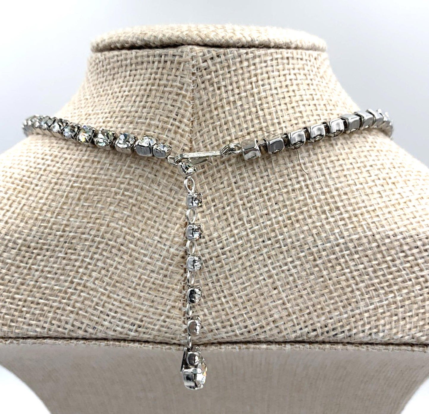 Sherman Clear Rhinestone Rhodium Plated Statement Necklace