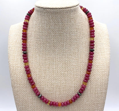 Vintage Carolyn Pollack Sterling Silver Tourmaline Pink Faceted Beaded Necklace