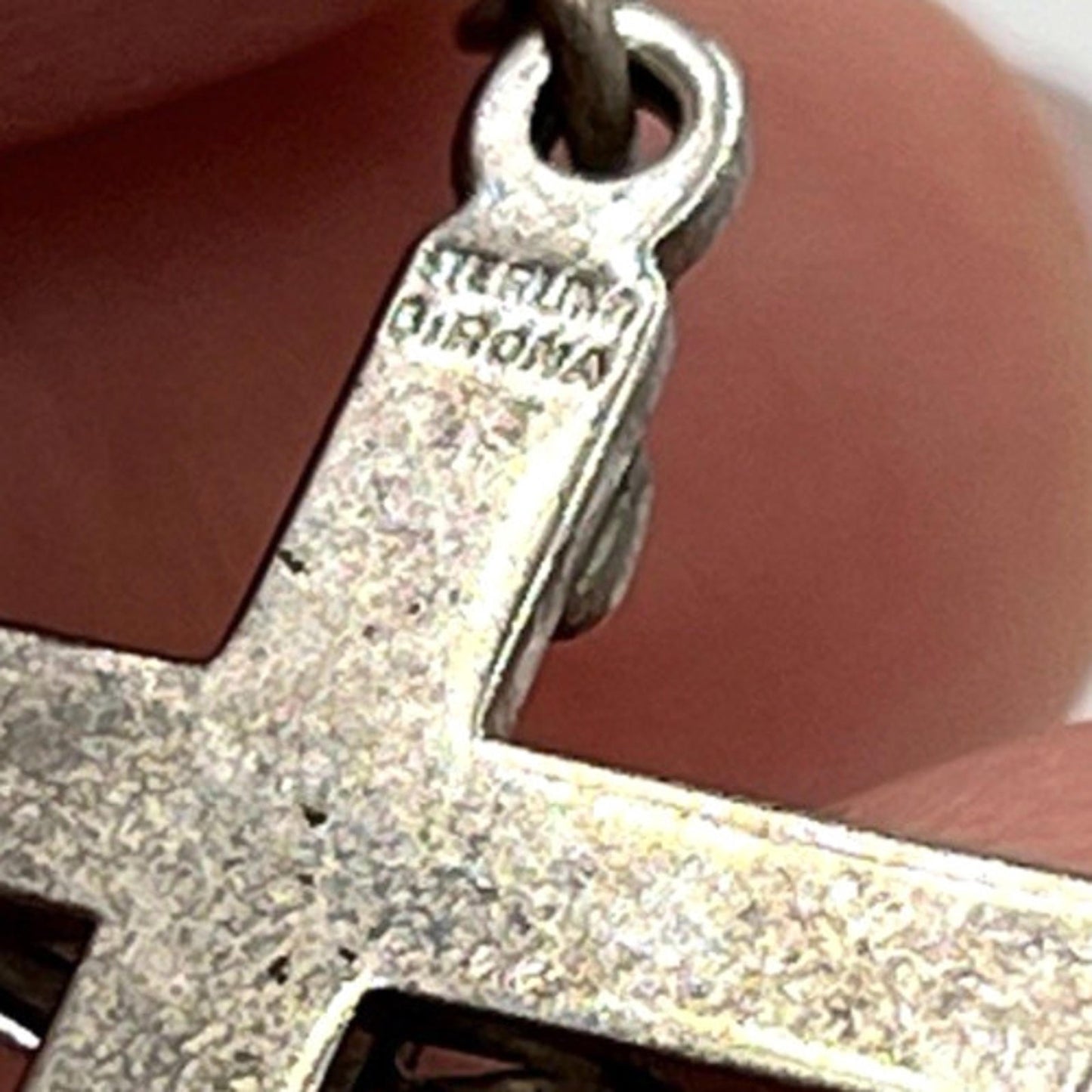 VINTAGE DIROMA Ball Bead Sterling Silver Rosary Crucifix Mary Medal Necklace