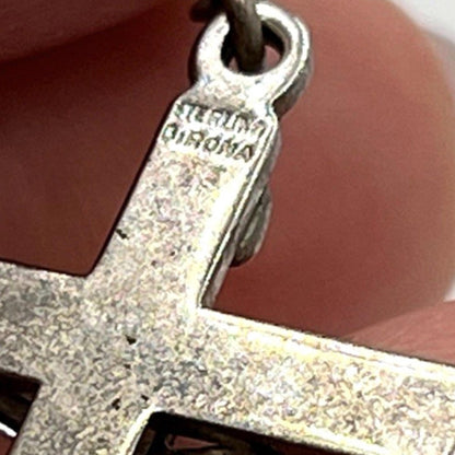 VINTAGE DIROMA Ball Bead Sterling Silver Rosary Crucifix Mary Medal Necklace