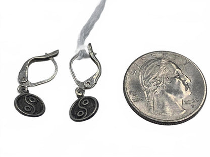 Yin-Yang Motif Hook Earrings in Sterling Silver