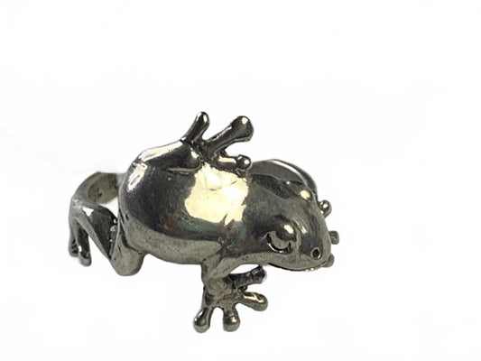 SL 925 Sterling Silver Climbing Frog Ring