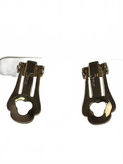 Crown Trifari Gold Plated Blue Glass Quarter-Daisy Clip-On Earrings