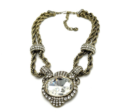 Heidi Daus Chain of Event Clear Large Crystal Chain Necklace Runway