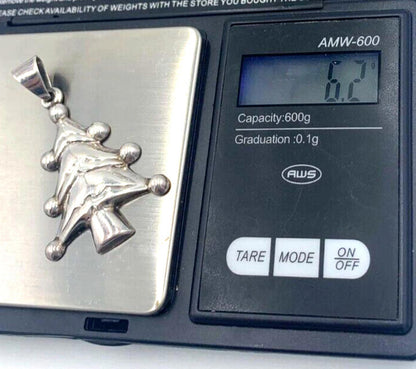 Vintage Stamped 925 Thailand Sterling Silver Christmas Tree Charm Pendant 6gr