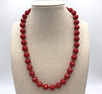 NWOT Lucas Lameth LUC Necklace Red Faceted Agate Sterling Silver Knotted Beaded