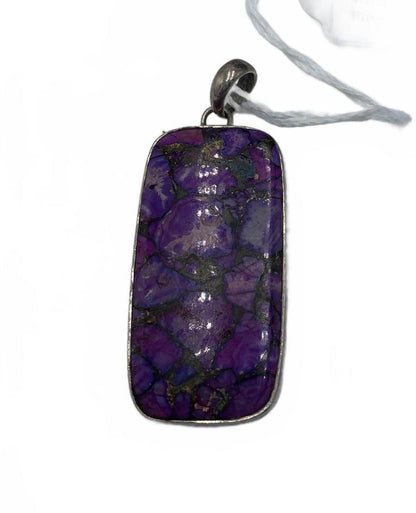 925 IN Sterling Silver 12.6g Purple Mojave Turquoise Panel 3" Fine Pendant