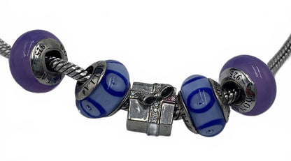 Donatella Sterling Silver Necklace with Glass and Silver Charms