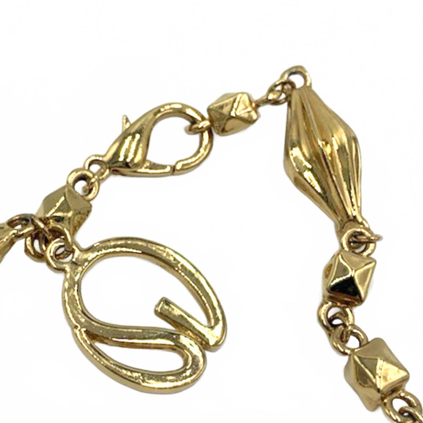 Vintage St John Designer Faceted Goldtone Diamond Stud Link Runway Necklace 40”