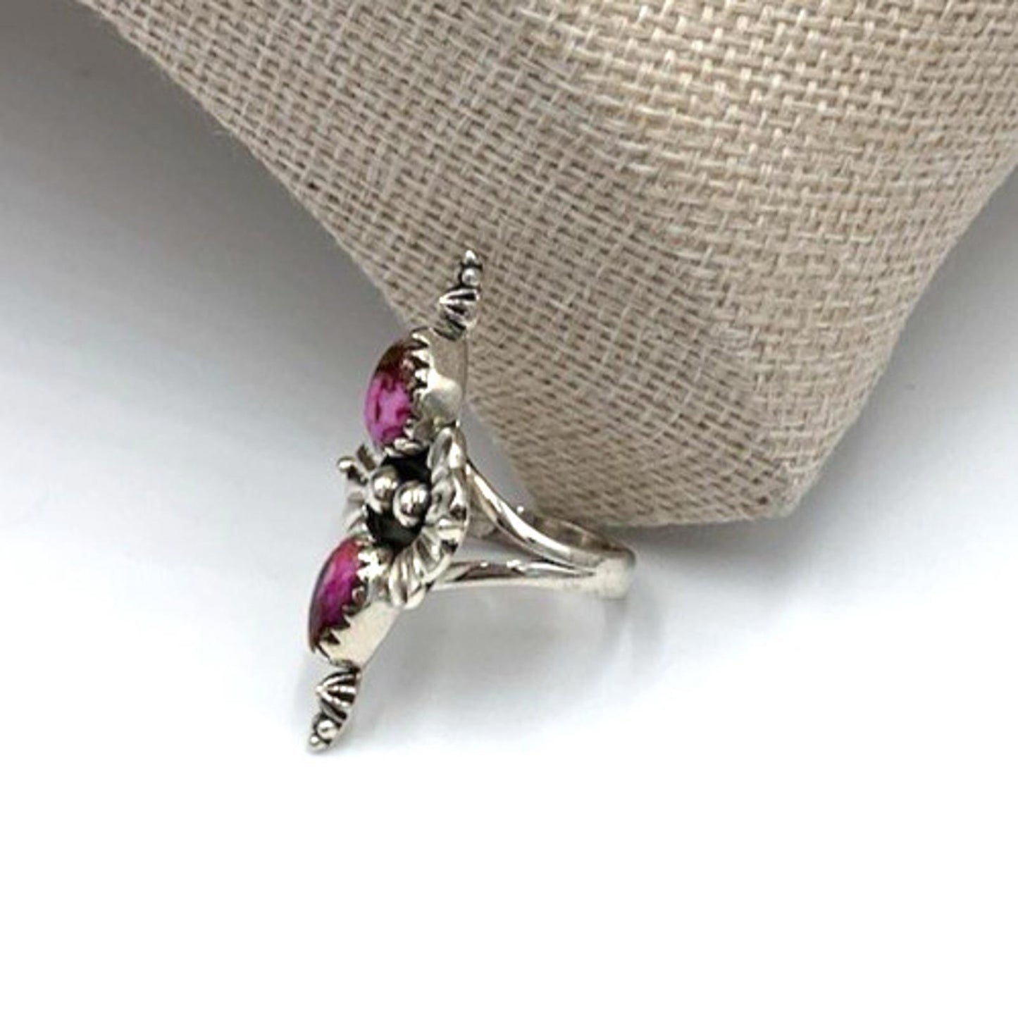 New Old Stock Native American Kingman Pink Dahlia Turquoise Sterling Silver Ring