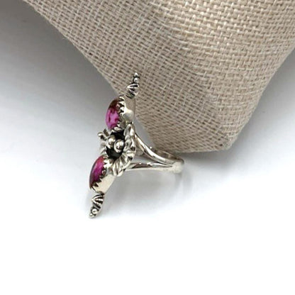 New Old Stock Native American Kingman Pink Dahlia Turquoise Sterling Silver Ring