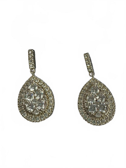 D'Joy Sterling Silver Cubic Zirconia Teardrop Dangle Articulated Post Earrings