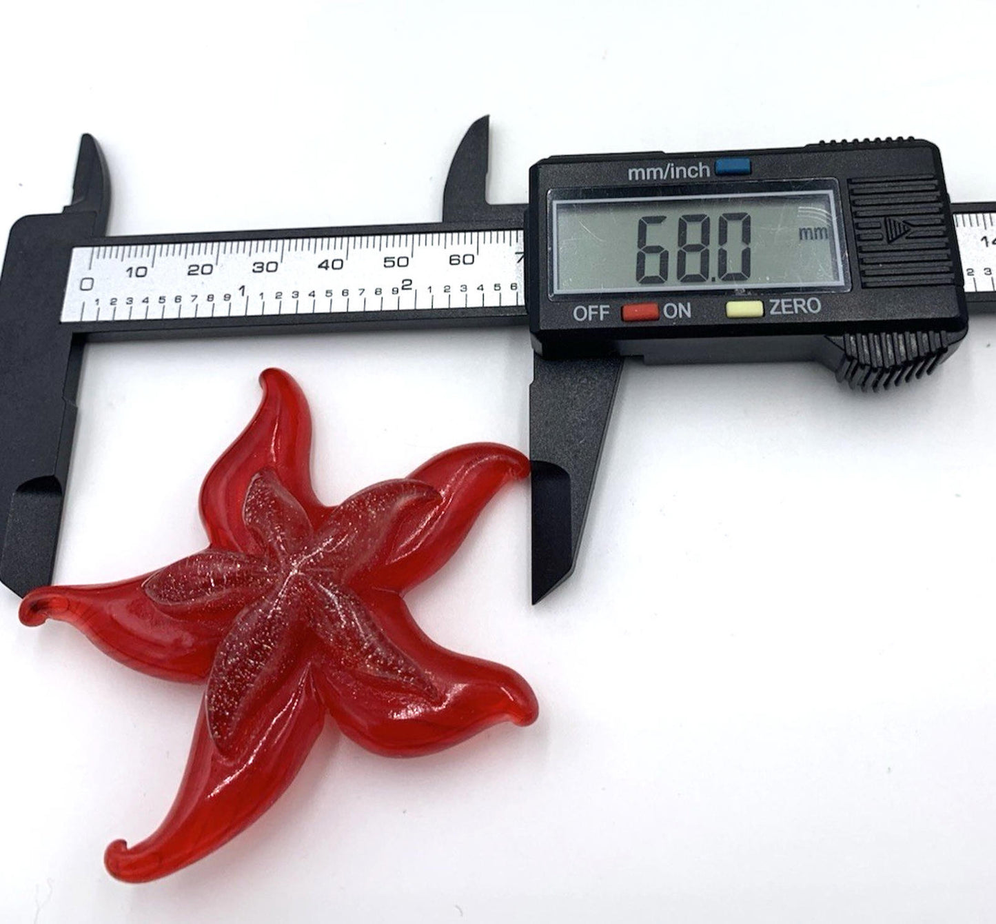 Vintage Midcentury Red Layered Lucite Glitter Red Starfish Pin/Brooch RARE