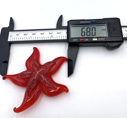 Vintage Midcentury Red Layered Lucite Glitter Red Starfish Pin/Brooch RARE