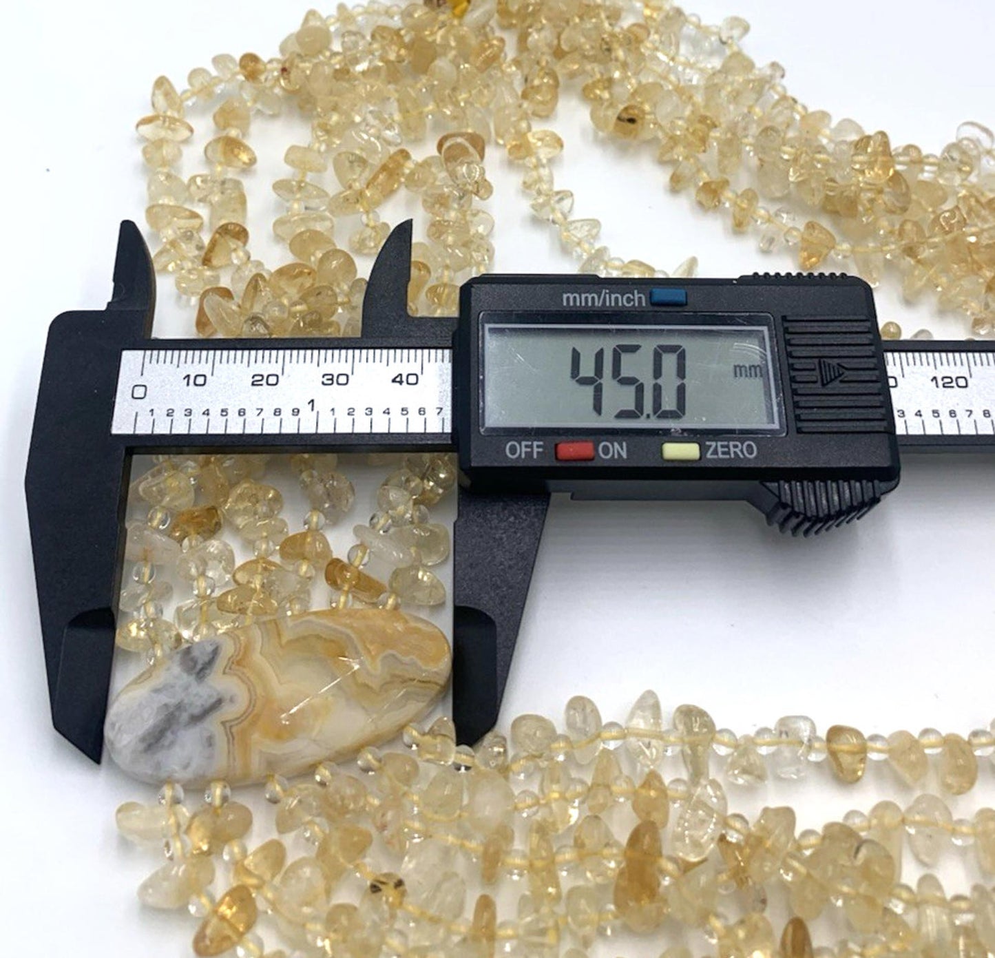 Multi Six Strand Citrine Large Agate Stone Sterling Silver Clasp Necklace 20.5"