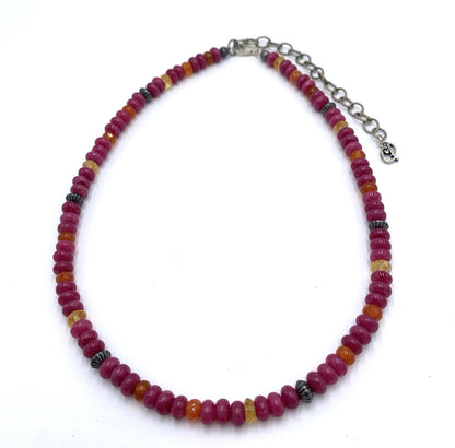 Vintage Carolyn Pollack Sterling Silver Tourmaline Pink Faceted Beaded Necklace