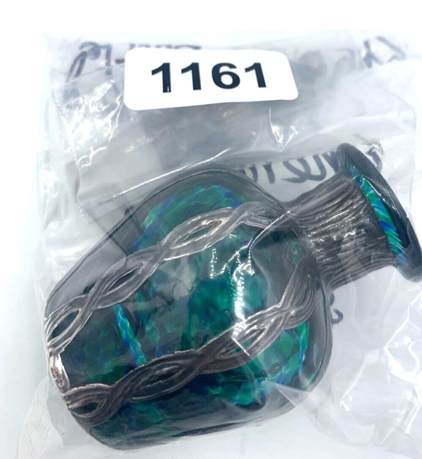 Sileda Wales Silver Overlaid Decorative Art Glass Emerald Green Perfume Bottle