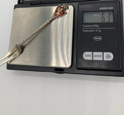 ANTIQUE Marius Hammer 930 Silver Coats of Arms NORWAY Crest Crown Lion FORK